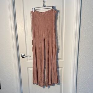 Olivaceous Pink Wide-Leg Pants 3/4 Split Tie Sides Size S